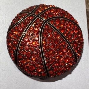 New Metal Gallery Rhinestone Basketball Brooch - Sparkling Orange Crystal